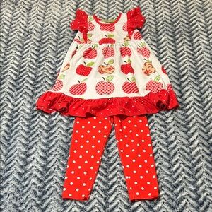 Red Apple Print Girls Set